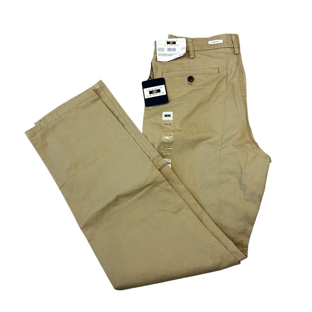 Joseph Abboud Chino Pants Mens 32x32 Khaki Tan Heritage EV Stretch New